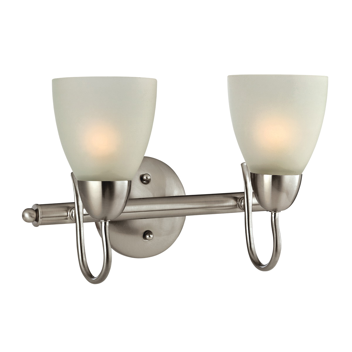 V83NK02 Vanity Bar Fixture, 60 W, 2-Lamp, A19 or CFL Lamp, Steel Fixture, Brushed Nickel Fixture