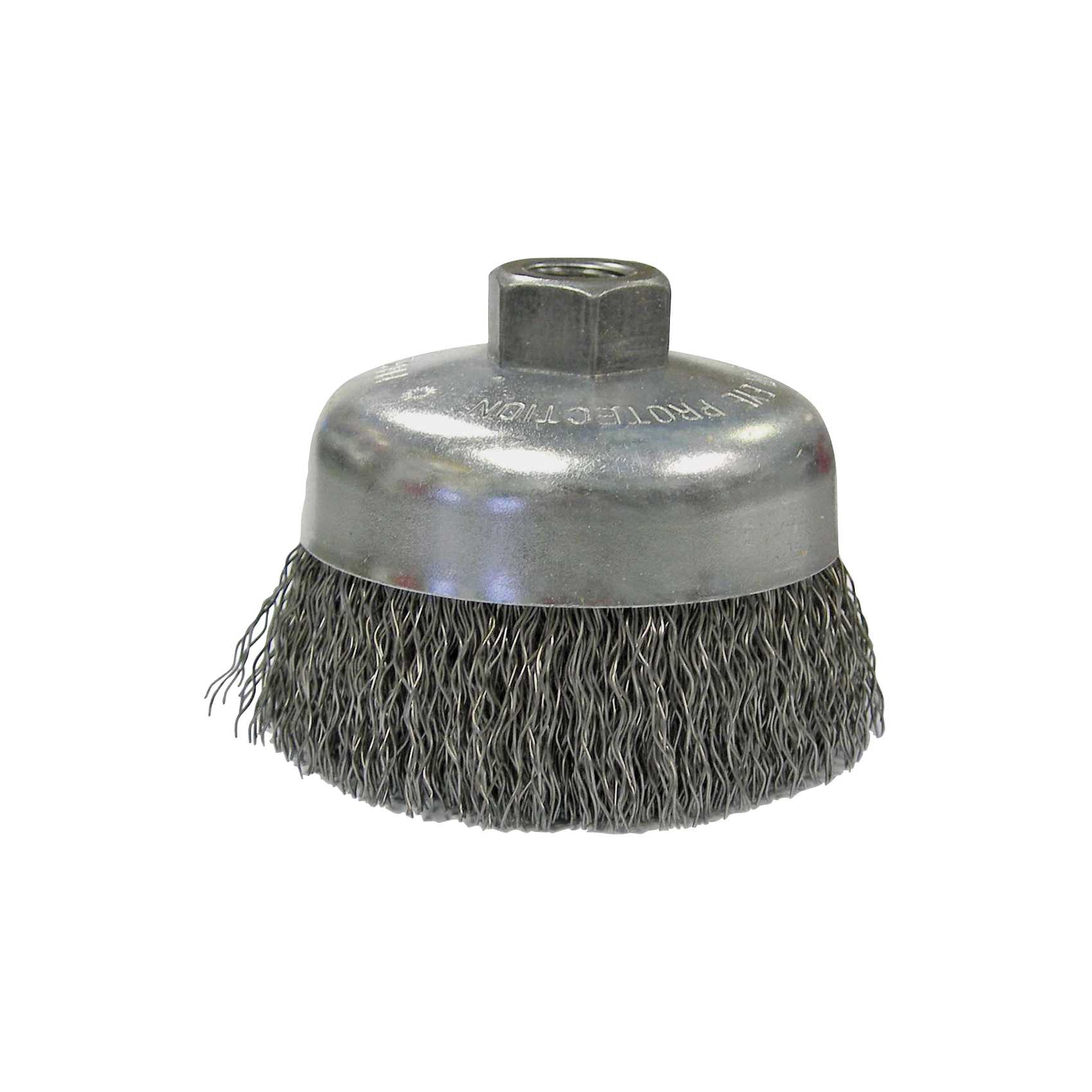 36037 Wire Cup Brush, 6 in Dia, 5/8-11 Arbor/Shank, Carbon Steel Bristle