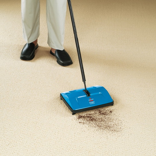 Bissell 2402 Floor and Carpet Sweeper, 9 in W Cleaning Path, Blue - 4