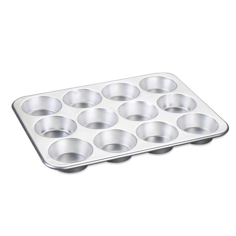 Nordic Ware Naturals Series 45500 Muffin Pan, 12 Cup, Rectangular, Aluminum/Steel, Galvanized, 12-Compartment