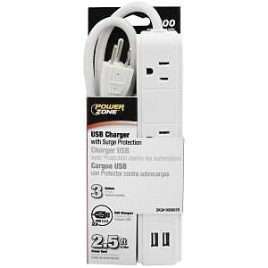 ORPBSU061 Surge Strip, 2.4 A, 3-Outlet, White