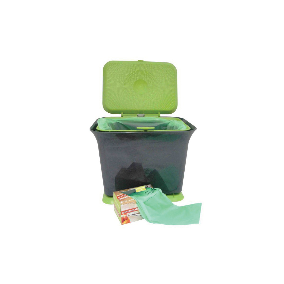 Full Circle FC11301-GS Compost Collector, 1.5 gal Capacity, Plastic/Steel, Green, 8-1/2 in W, 11.38 in D, 9 in H - 2