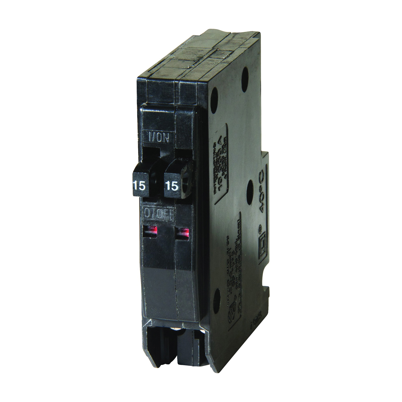 QO QO1515CP Circuit Breaker, Mini, Tandem, 15 A, 1 -Pole, 120/240 V, Fixed Trip, Plug Mounting