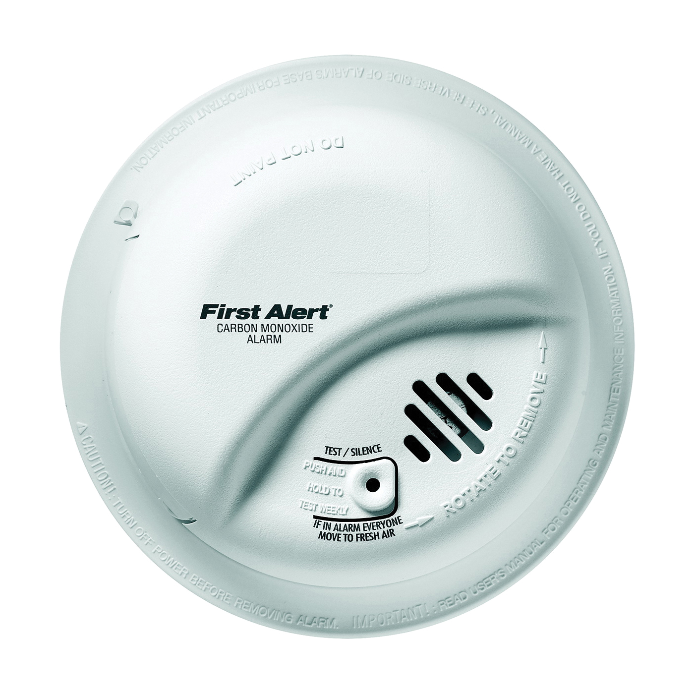 First Alert CO5120BN Carbon Monoxide Alarm, 10 ft, 85 dB, Alarm: Audible, Electrochemical Sensor, Ceiling/Wall