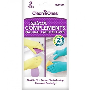 Clean Ones 513372 Splash Complement Gloves, M, 12 in L, Latex