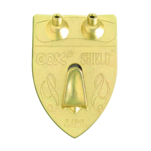 55005 Shield Hanger, 50 lb, Steel, Brass, Gold