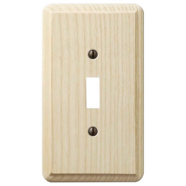 401T Wallplate, 5-1/4 in L, 3 in W, 1 -Gang, Ash Wood, Unfinished