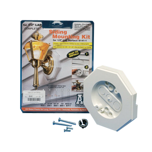 Arlington 8161 Mounting Kit with Built-In Box, 6.61 in W, 6.61 in H, Vertical, Plastic, Suitable for: Light Fixtures - 2