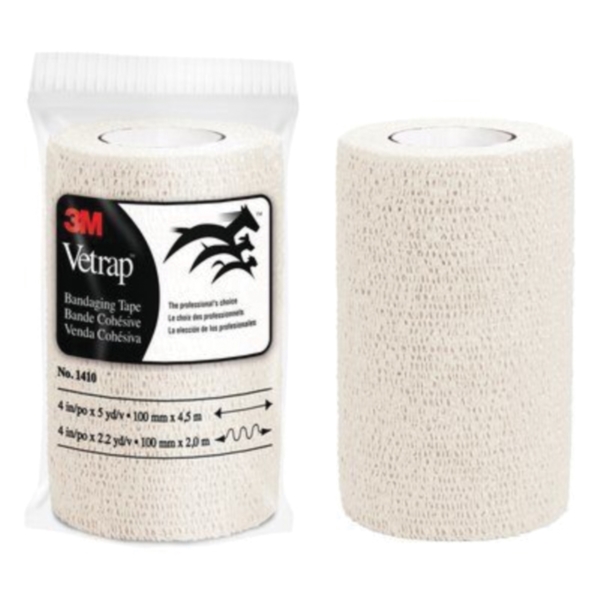3M Vetrap 1410W Bandaging Tape, 5 yd L, 4 in W, White - 1