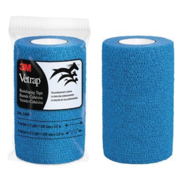 3M Vetrap 1410B Bandaging Tape, 5 yd L, 4 in W, Blue - 1