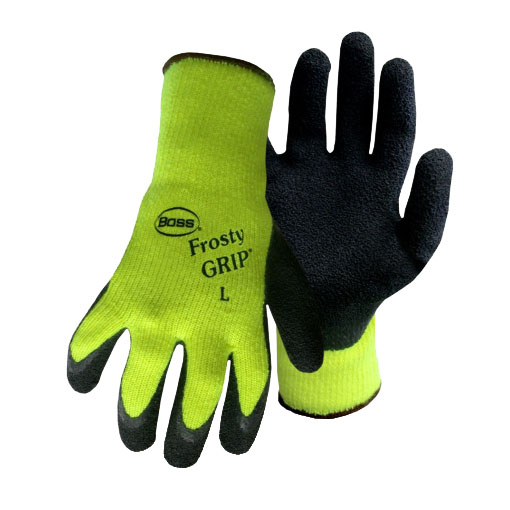 8439NX Work Gloves, XL, 12 in L, Knit Wrist Cuff, Acrylic/Latex, Black/Hi-Viz Green