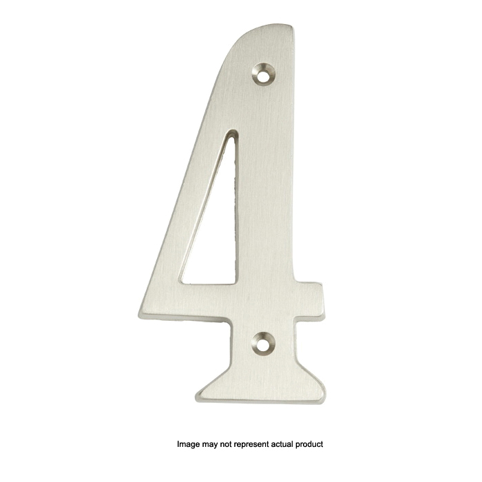 580SN House Number, Character: 0, 4 in H Character, Solid Brass