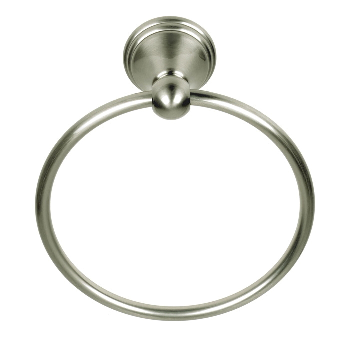 Lombard 5400 Series 5404SN Towel Ring, 6-1/2 in Dia Ring, Aluminum/Die-Cast Zinc Alloy, Electroplated Satin Nickel