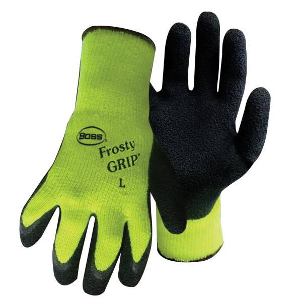 8439NL Insulated Gloves, L, Knit Wrist Cuff, Acrylic/Latex Palm, High-Visibility Green