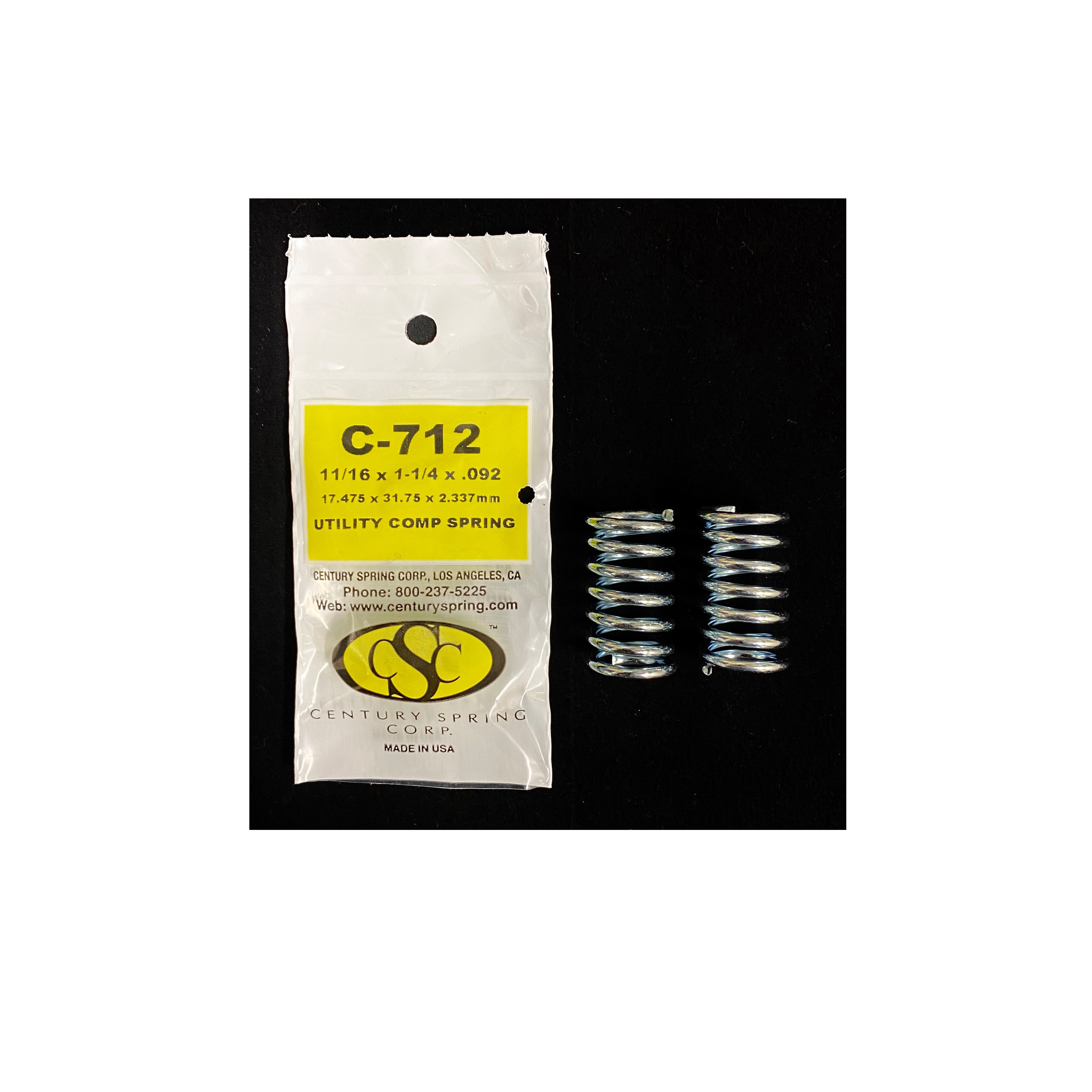 C-712 Compression Spring, 11/16 in OD, 1-1/4 in OAL, Hard Drawn, Galvanized, 35 lb