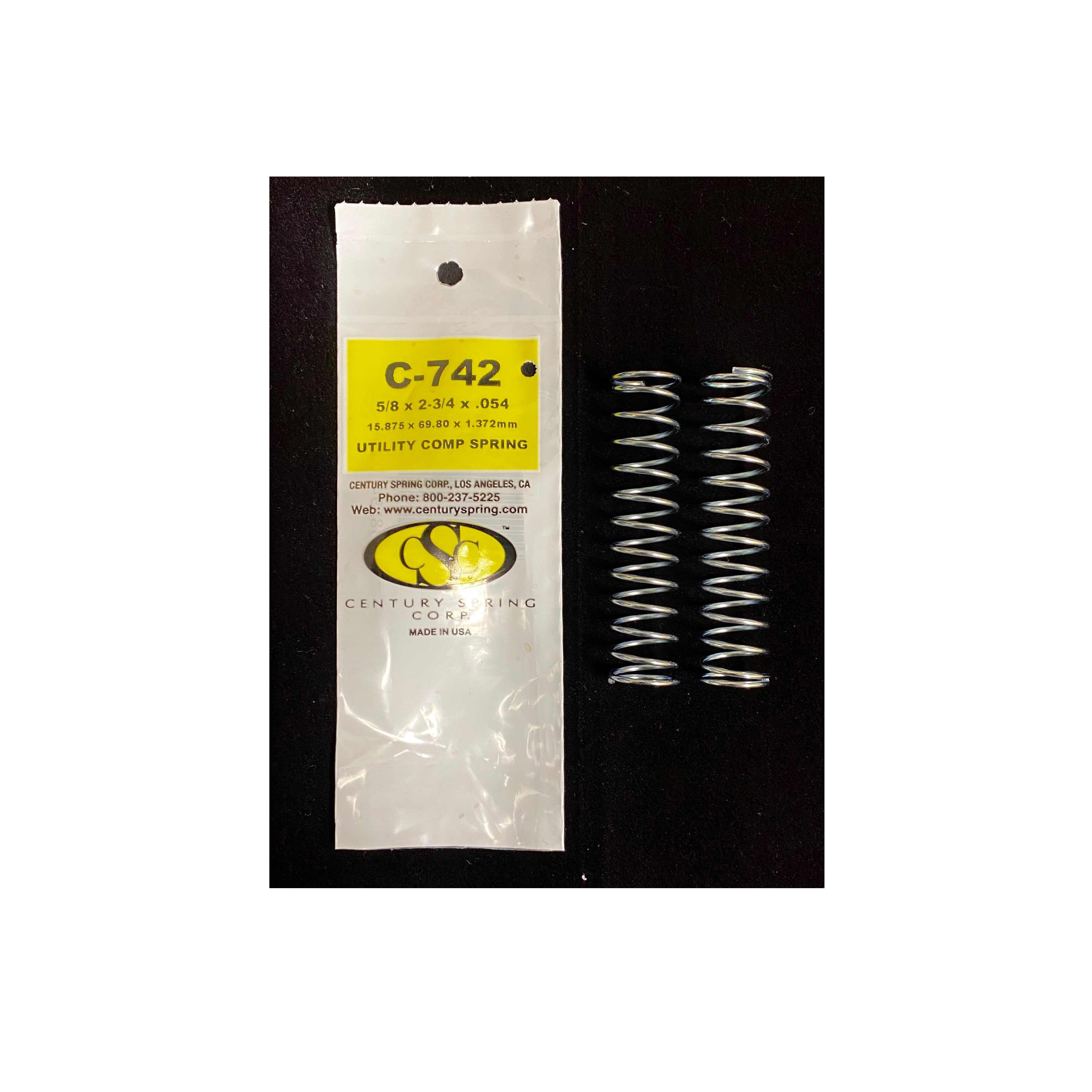 C-742 Compression Spring, 5/8 in OD, 2-3/4 in OAL, Hard Drawn, Galvanized, 9.1 lb