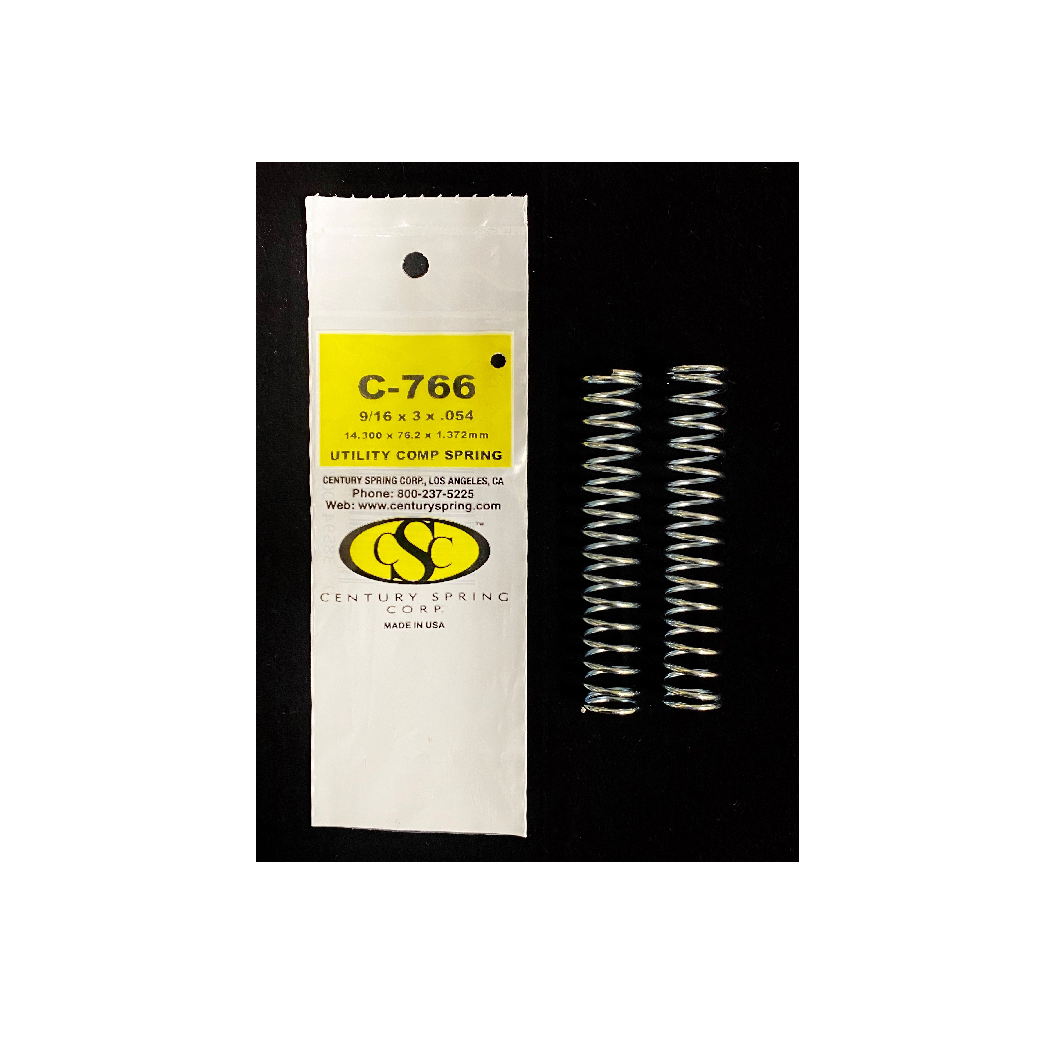 C-766 Compression Spring, 9/16 in OD, 3 in OAL, Hard Drawn, Galvanized, 10 lb