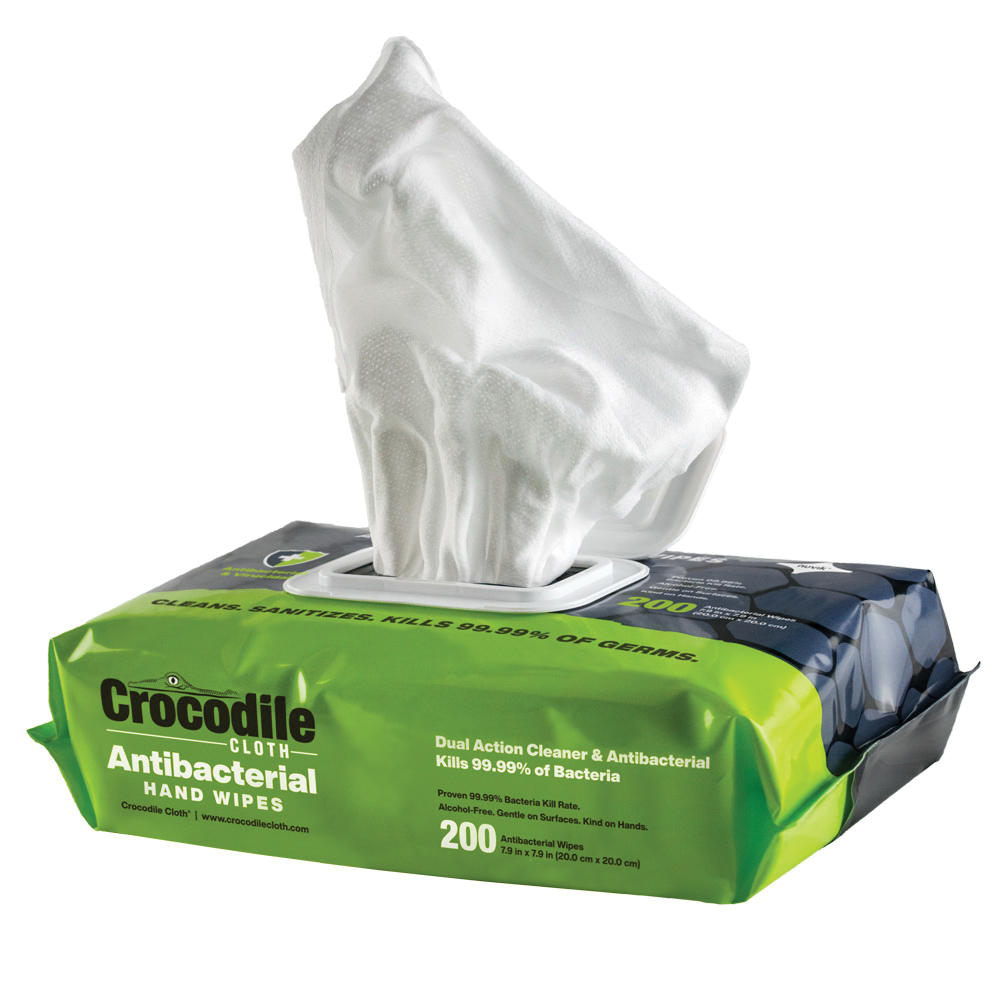 Crocodile Cloth Anti-Bacterial 6102 Hand Wipes, 8.7 in L, 7.9 in W - 2