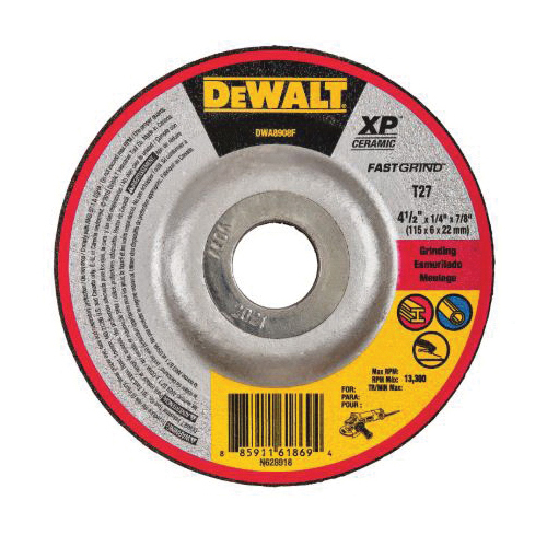 XP Series DWA8908F Grinding Wheel, 4-1/2 in Dia, 1/4 in Thick, 7/8 in Arbor, 24 Grit, Very Coarse