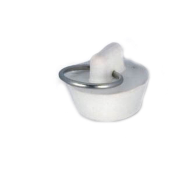Lincoln 100393 Duo-Fit Hollow Stopper with Chrome Ring, Rubber, White, For: 1-5/8 to 1-3/4 in Drains