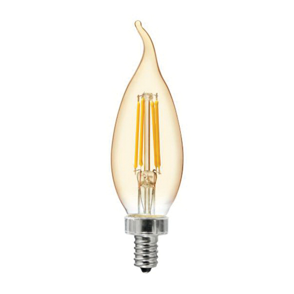36764 Replacement LED Bulb, Decorative, CAC Lamp, 40 W Equivalent, E12 Lamp Base, Dimmable, Amber, 2200 K Color Temp
