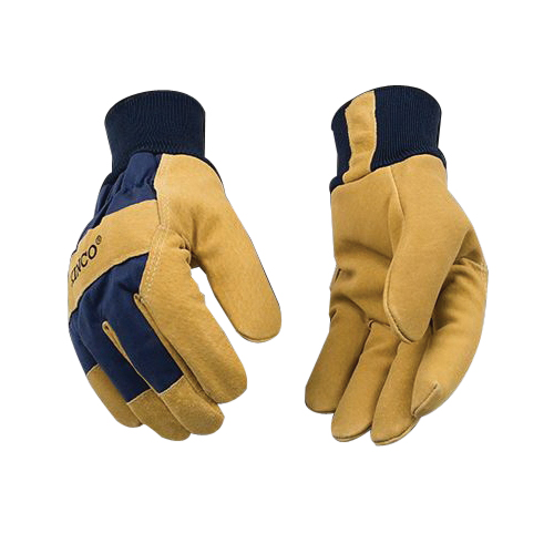 1926KW-M Gloves, Men's, M, Angled Wing Thumb, Easy-On, Elastic Knit Wrist Cuff, Blue/Golden