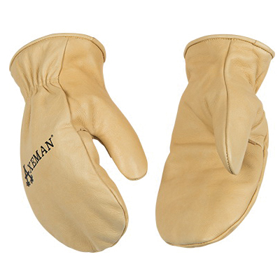 1930-KM Mitt Shell Kid's Gloves, M, Angled Wing Thumb, Easy-On, Shirred Elastic Wrist Cuff, Tan