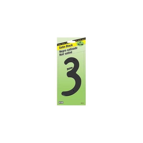 BK-40/3 House Number, Character: 3, 4 in H Character, Black Character, Zinc