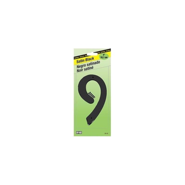 BK-40/9 House Number, Character: 9, 4 in H Character, Black Character, Zinc
