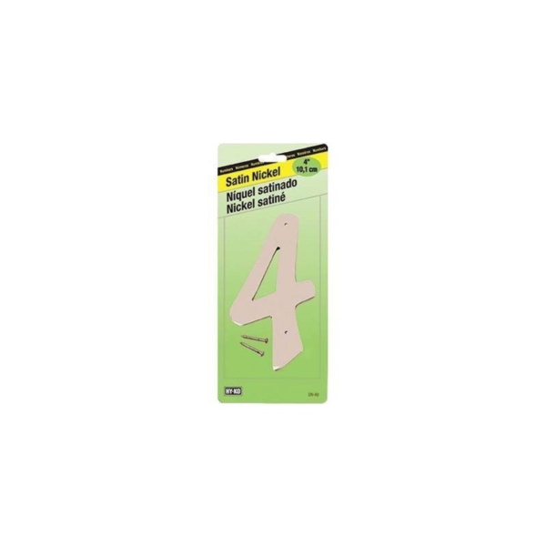 SN-40/4 House Number, Character: 4, 4 in H Character, Nickel Character, Zinc