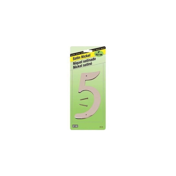 SN-40/5 House Number, Character: 5, 4 in H Character, Nickel Character, Zinc