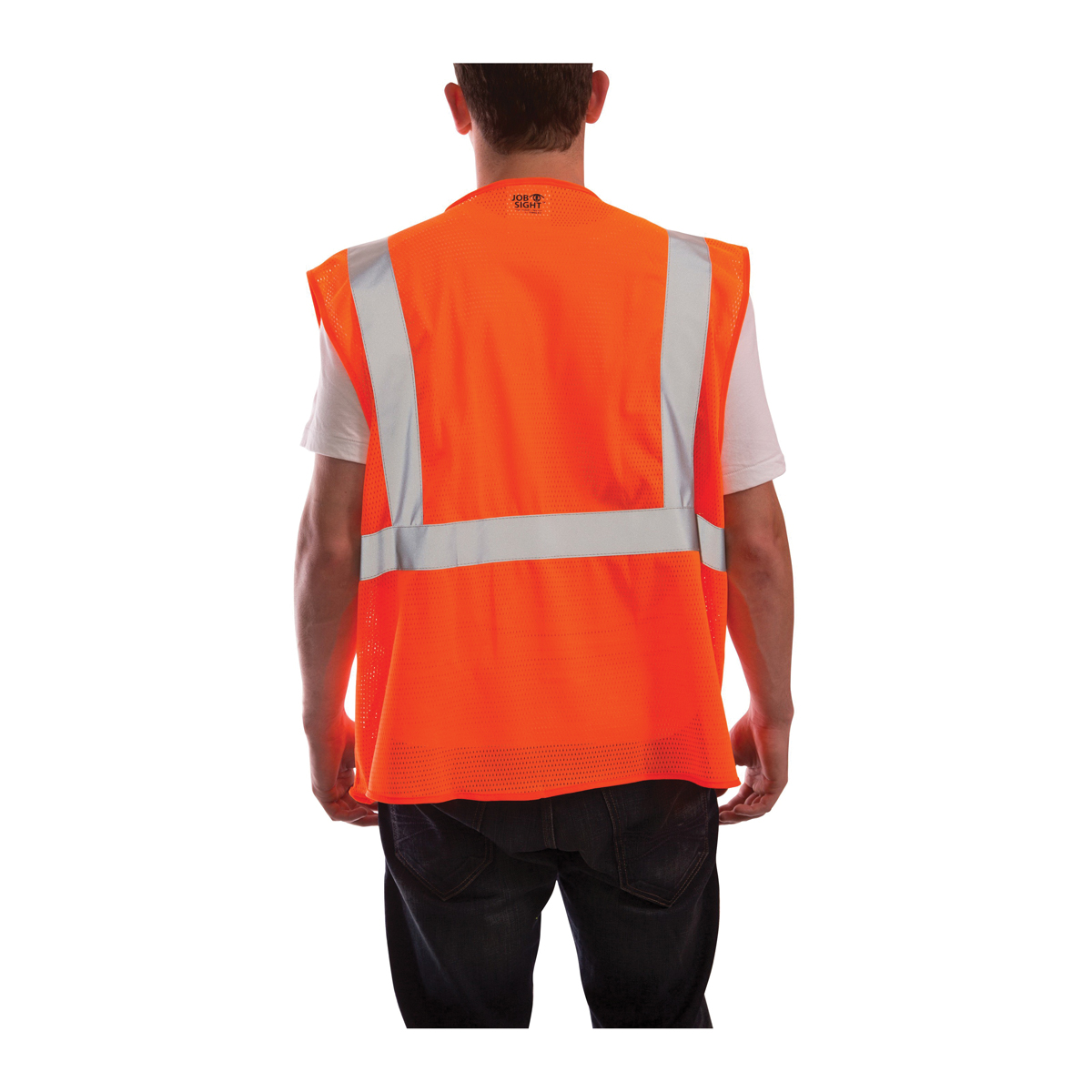 Job Sight V70629.2X-3X Safety Vest, 2XL/3XL, Men's, Fits to Chest Size: 60 in, 100% Polyester Mesh