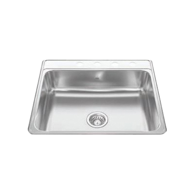 CSLA2522-7-4N Kitchen Sink, 25 in OAW, 7 in OAD, 22 in OAH, Stainless Steel, Topmount/Drop-In Mounting, 1-Bowl