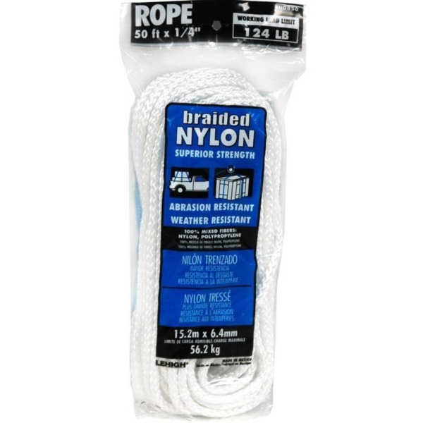 SecureLine 1/4-in x 50-ft White Braided Nylon Rope ND850LW 
