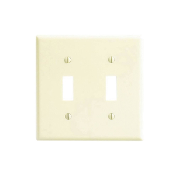 Leviton 001-86009-000 Wallplate, 4-1/2 in L, 2-3/4 in W, 2 -Gang, Thermoset, Ivory, Smooth - 1