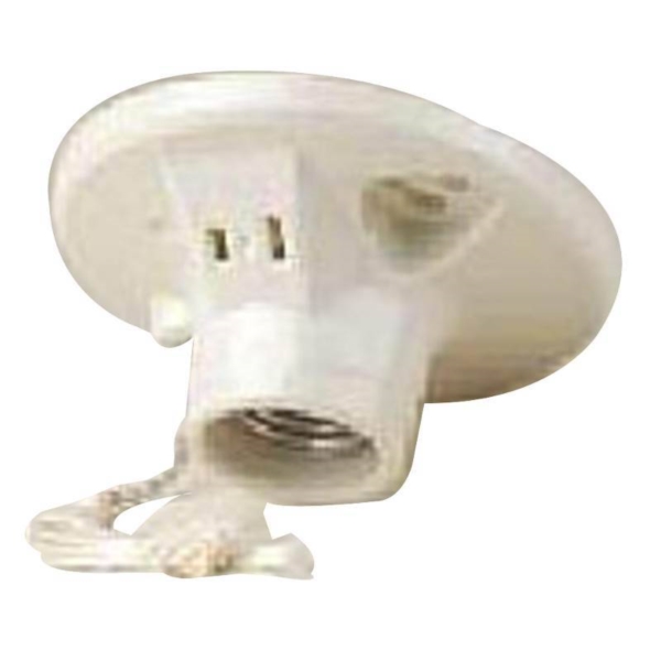 Leviton 9716-C Lamp Holder, 125 V, 660 W, Aluminum Contact, Porcelain Housing Material, White - 1