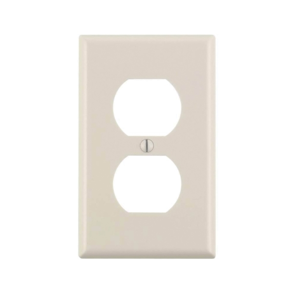 Leviton M56-78003-TMP Receptacle Wallplate, 4-1/2 in L, 2-3/4 in W, 1 -Gang, Plastic, Light Almond, Smooth - 1