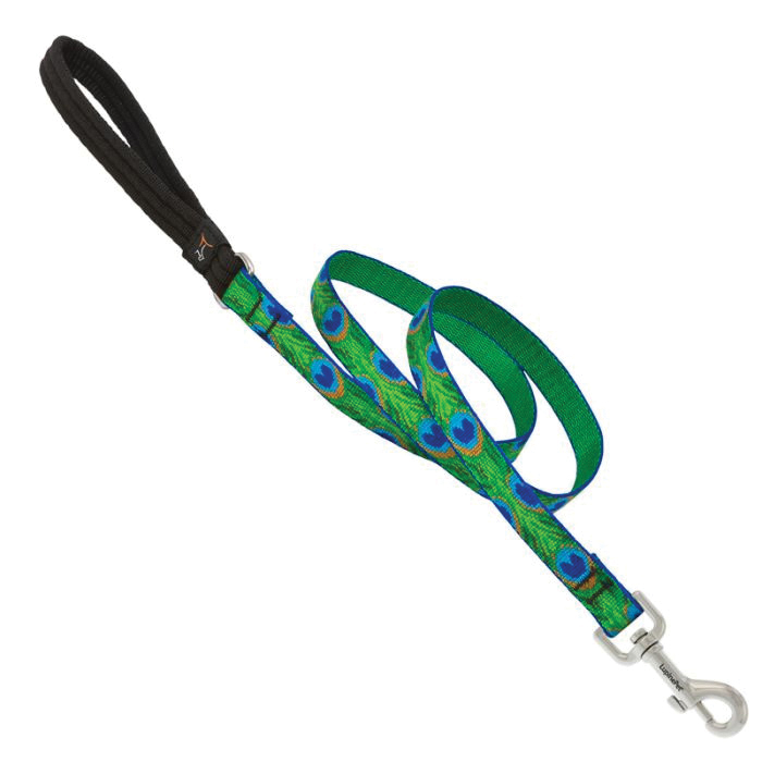 LupinePet 32609 Leash, 6 ft L, 3/4 in W, Nylon Line, Tail Feathers, Fastening Method: Snap, M Breed