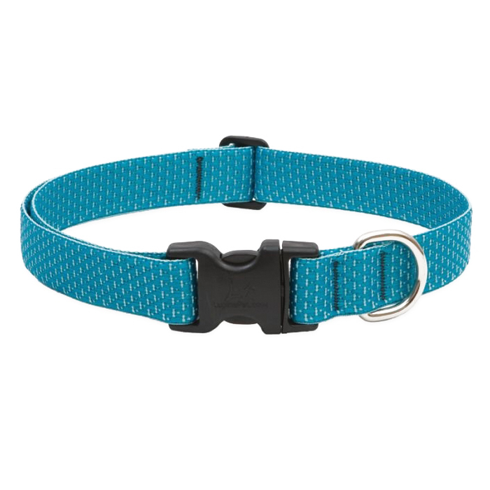 LupinePet Eco 36353 Adjustable Dog Collar, 16 to 28 in Neck, 1 in W Collar, Recycled Plastic Bottle, Tropical Sea