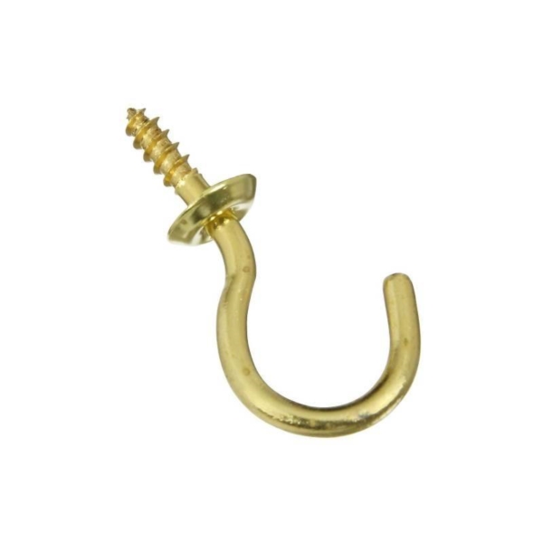 N119-685 Cup Hook, 0.39 in Opening, 1-1/2 in L, Brass, Solid Brass