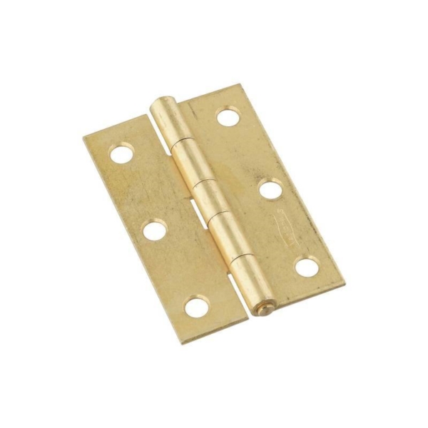 N146-399 Utility Hinge, 3 in W Frame Leaf, 0.065 in Thick Frame Leaf, Brass/Cold Rolled Steel, Brass