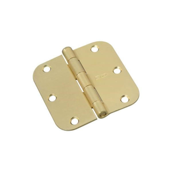 N189-720 Door Hinge, 3-1/2 in H Frame Leaf, Cold Rolled Steel, Satin Brass, Full-Mortise/Hole Mounting