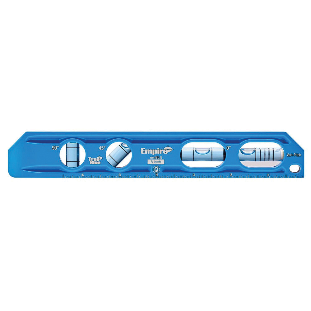 True Blue Series EM85.8 Torpedo Level, 8 in L, 4-Vial, Aluminum