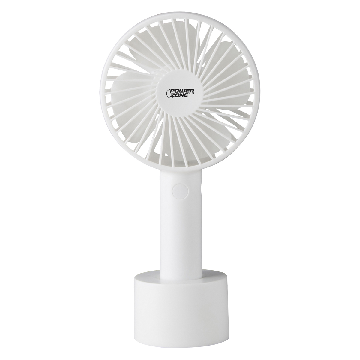 802W Rechargeable Handheld Fan, 5 VAC, 4 in Dia Blade, 4-Blade, 3-Speed, White