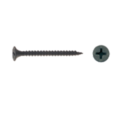 FS114 Screw, #6 Thread, 1-1/4 in L, Fine Thread, Bugle Head, Phillips Drive, Sharp Point, Steel, Phosphate