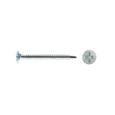 SDZ158 Screw, #6-20 Thread, 1-5/8 in L, Bugle Head, Phillips Drive, Self-Drilling Point, Steel, Zinc Plated