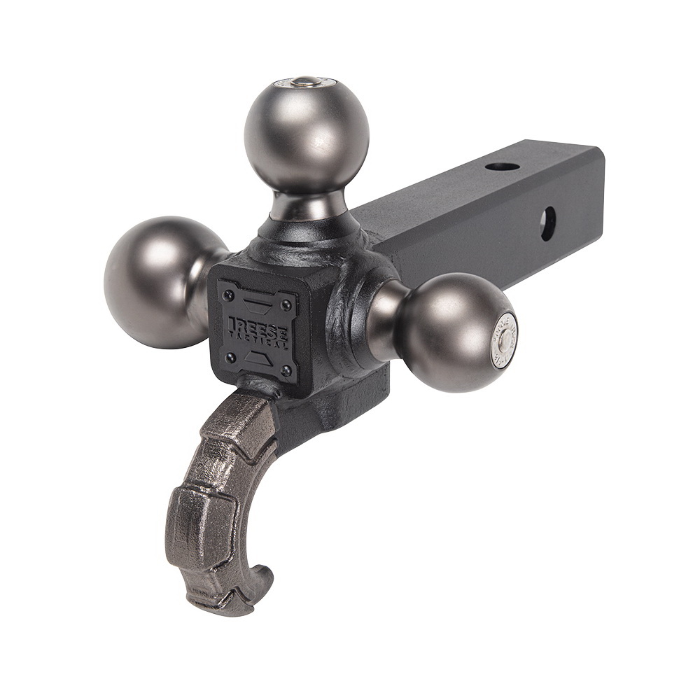 Tactical 7095620 Tri-Ball Ball Mount with Hook, 1-7/8 in, 2 in, 2-5/16 in Dia Hitch Ball, Matte/Pewter