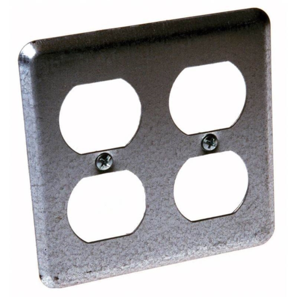 873 Handy Box Cover, 4 in L, 4 in W, Square, Steel (Metal), Gray, Galvanized