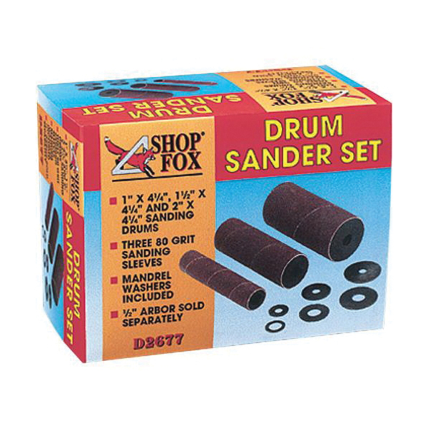 SHOP FOX D2677 Spindle Sander Drum Kit, 4-1/4 in L Drum, 80 Grit - 2