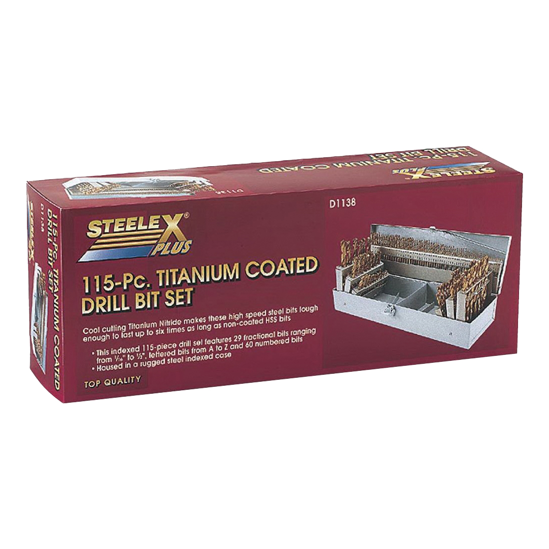 Steelex D1138 Drill Bit Set, 115-Piece, HSS/Steel, Titanium Nitride Coated - 2